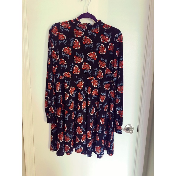 re:named Dresses & Skirts - Re:Named- Floral Mock Turtleneck Swing Dress
